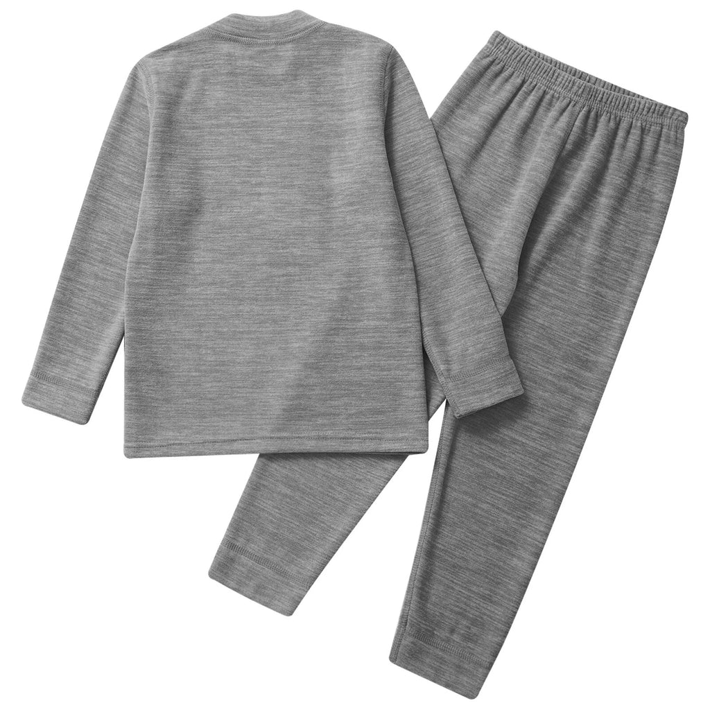 Girls Boys Pajamas Unisex Base Layer Suit Mock Neck Thermal Underwear Set Warm