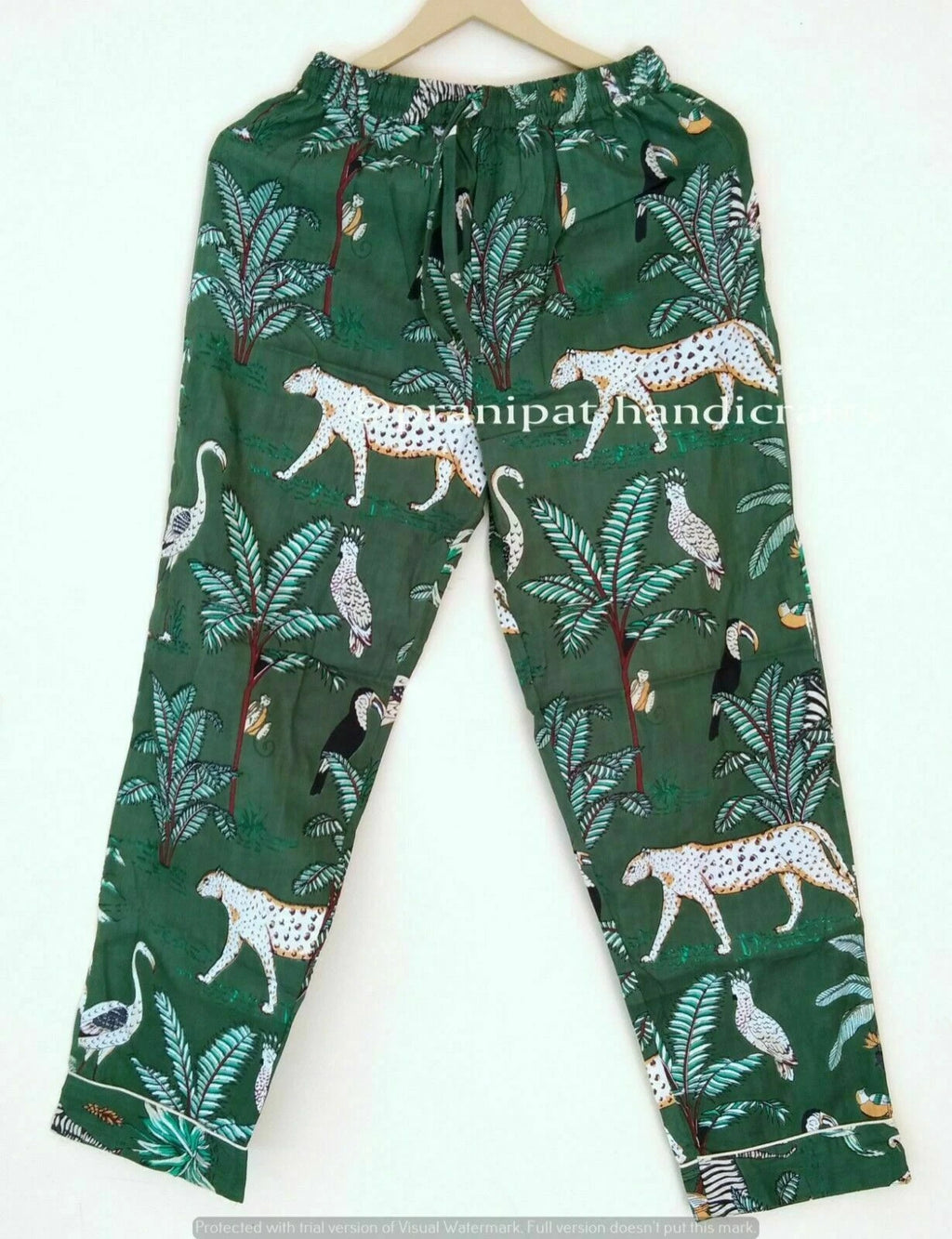 Indian Animal Printed Cotton Green Hippie Women Gypsy Sleepwear Boho Pajama set