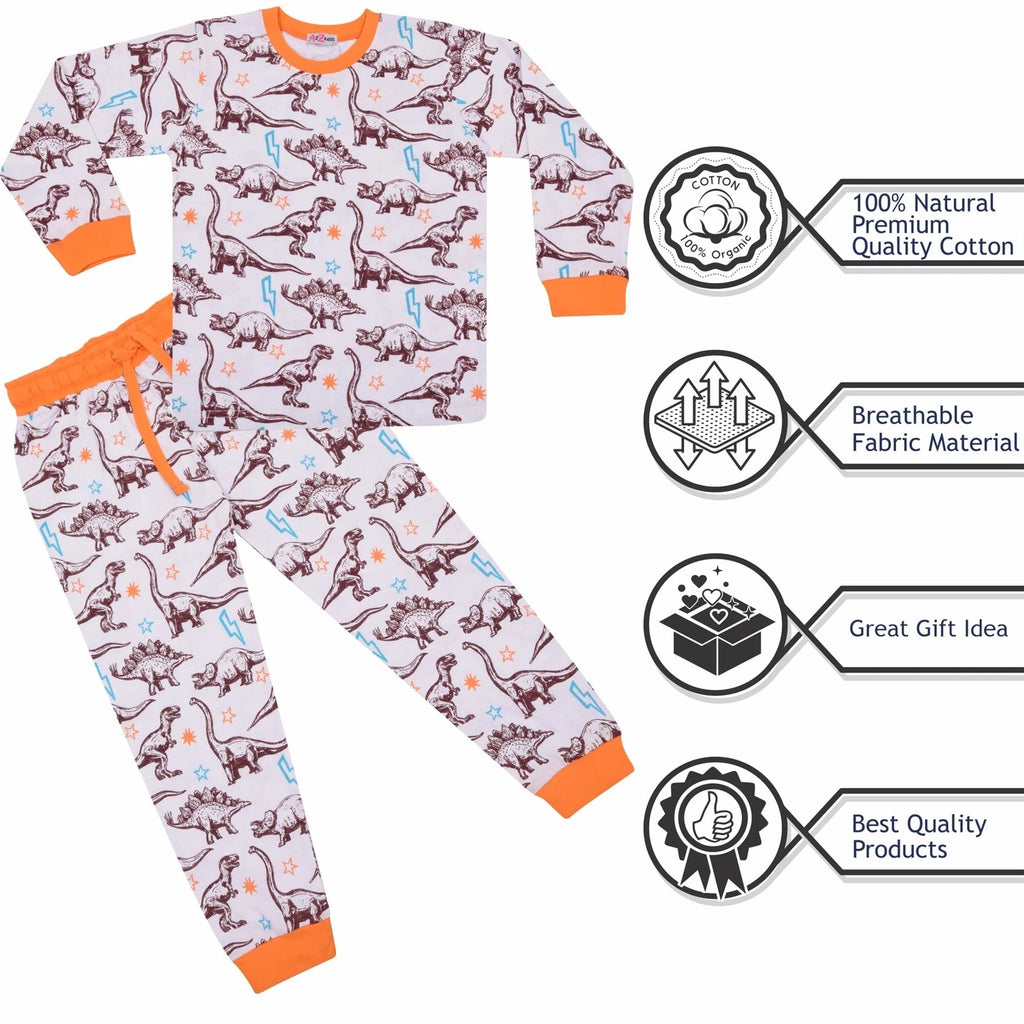 Kids Girls Boys Dinosaur Pyjamas Children 2 Piece Dino Set Lounge Suit