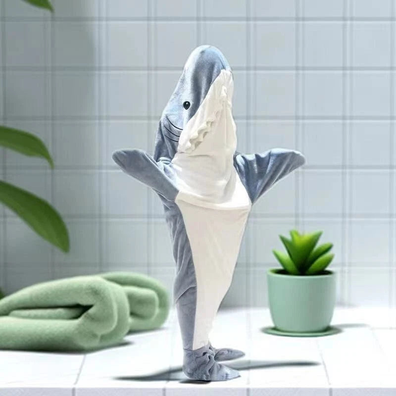 Cute Shark Warm Hoodie Cartoon Pajamas Blanket Sleeping Bag Costume Sleepwear