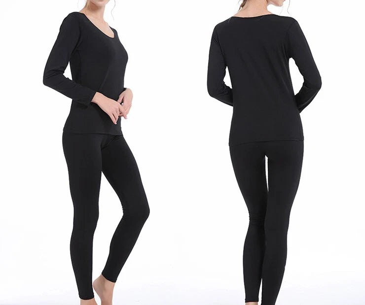 Women's Thermal Underwear Set Pyjama Long Johns Base Layer Top and Bottom Fleece