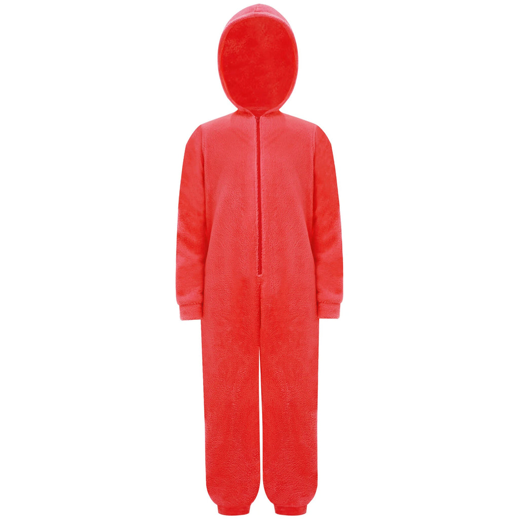 Unisex Kids Fleece Hooded Jumpsuit for Boys Girls Zip-up One Piece Pjs Sleepwear