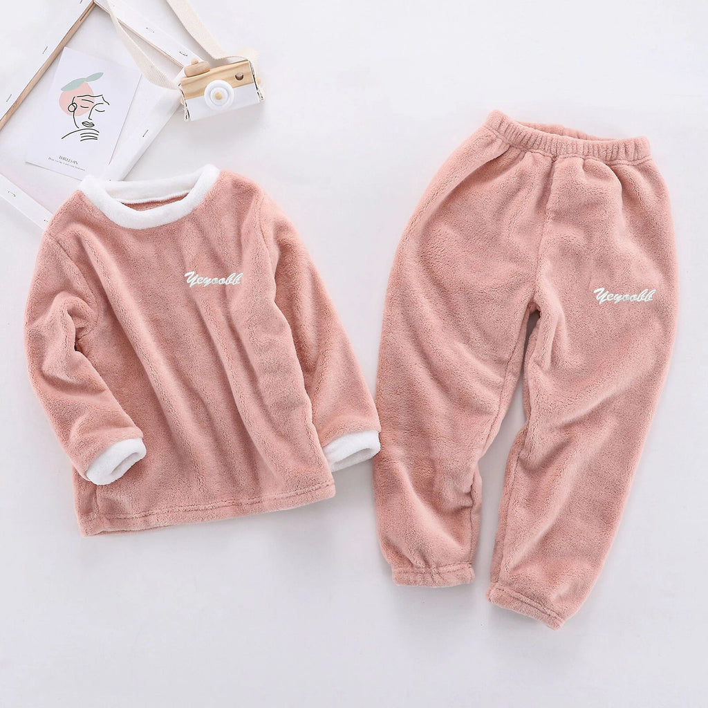 Girls Boys Pajamas Suit Long Sleeve Tops with Pants Sleepwear Winter Nightwear
