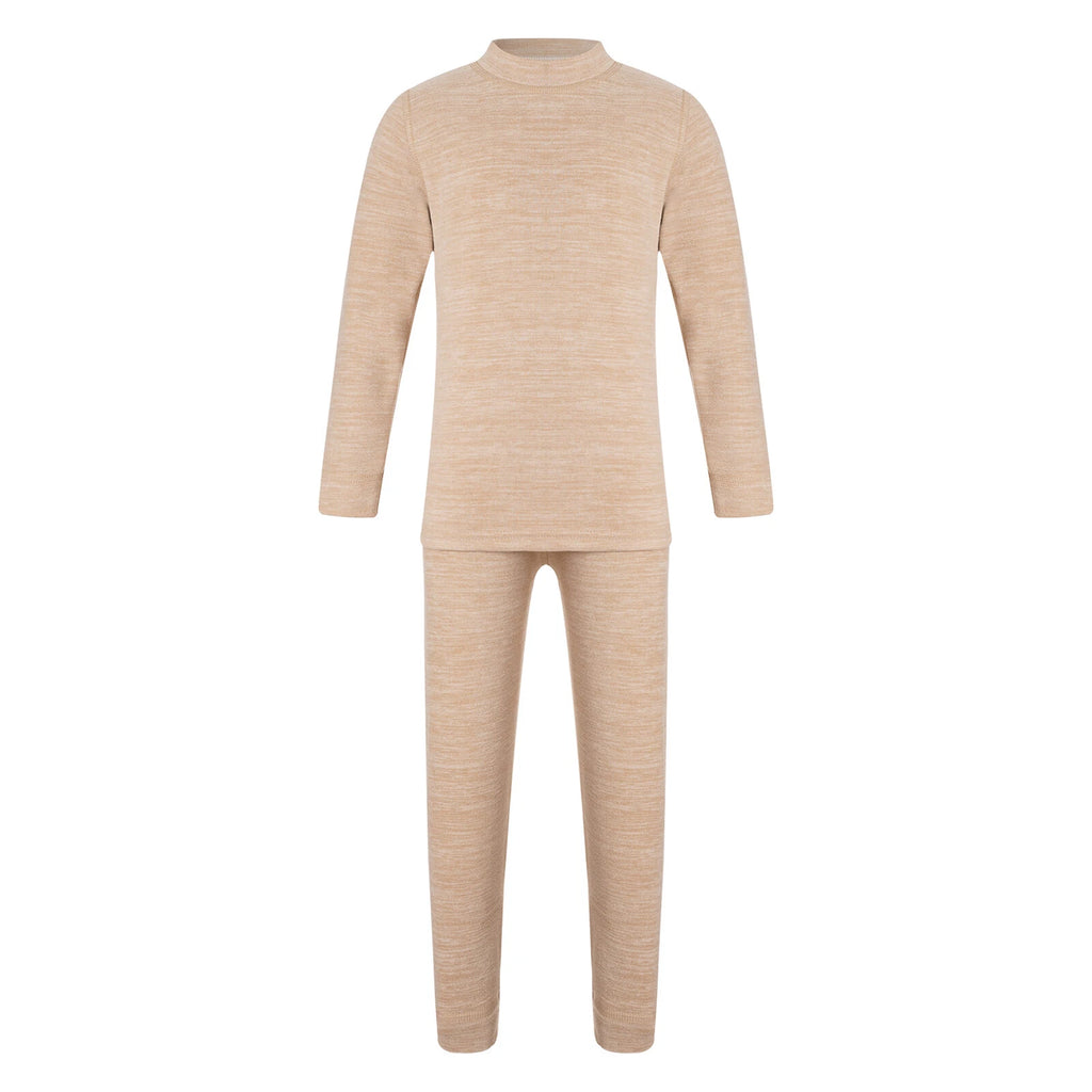 Girls Boys Pajamas Unisex Base Layer Suit Mock Neck Thermal Underwear Set Warm