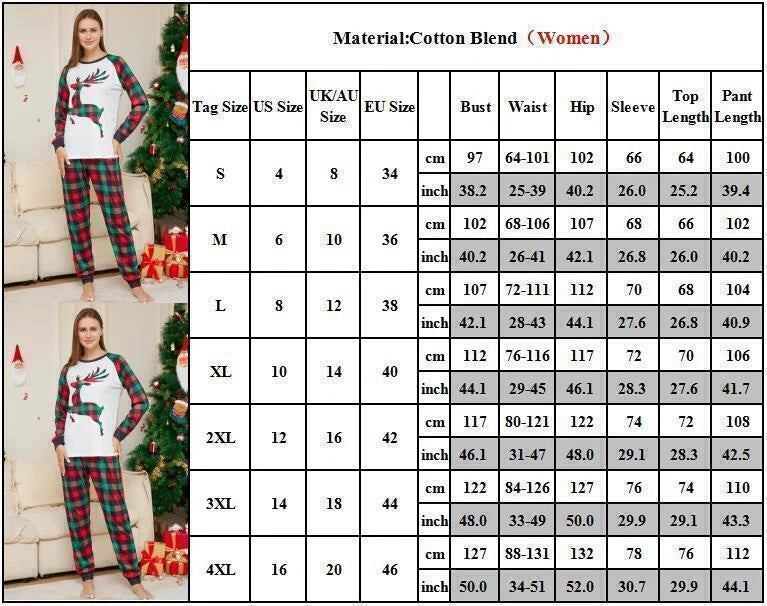 2025 Christmas Deer Grid Print Family Pyjamas Kids Adults Nightwear Pajamas Set*