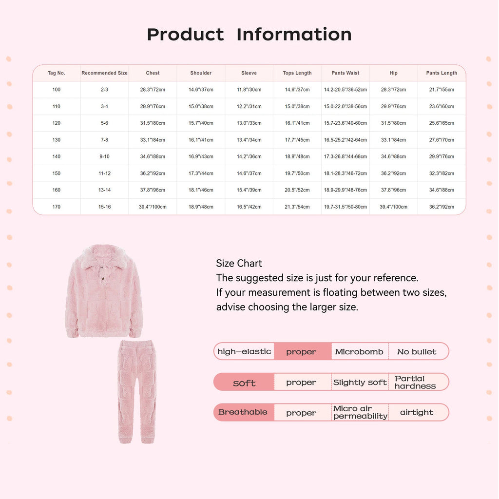 Kids Sleepwear Thicken Set Warm Pajamas Sleeping Sleepsuit Fleece 2pcs Casual