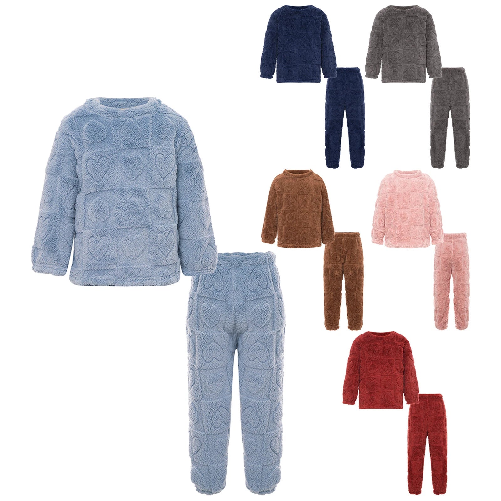 Kids Boys Girls Flannel Suit Unisex Children Pajamas Set Cute Tops With Pants