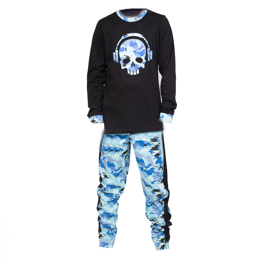Kids Unisex Boys Girls Long Camo Cotton Gamer Gaming Pyjamas PJ Sets 5-13 Years