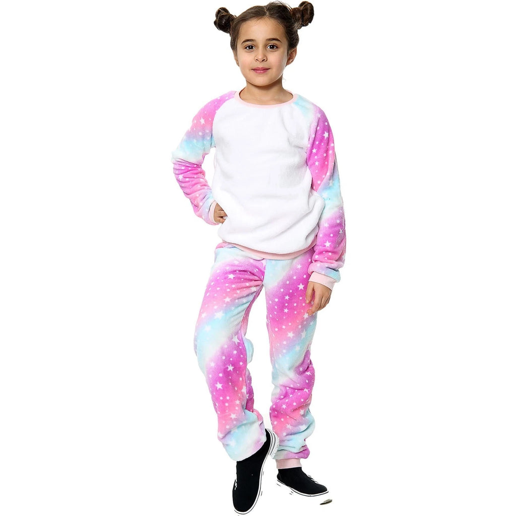 Kids Pink Galaxy Print Pyjamas Costume For Girls Age 5-13 Years