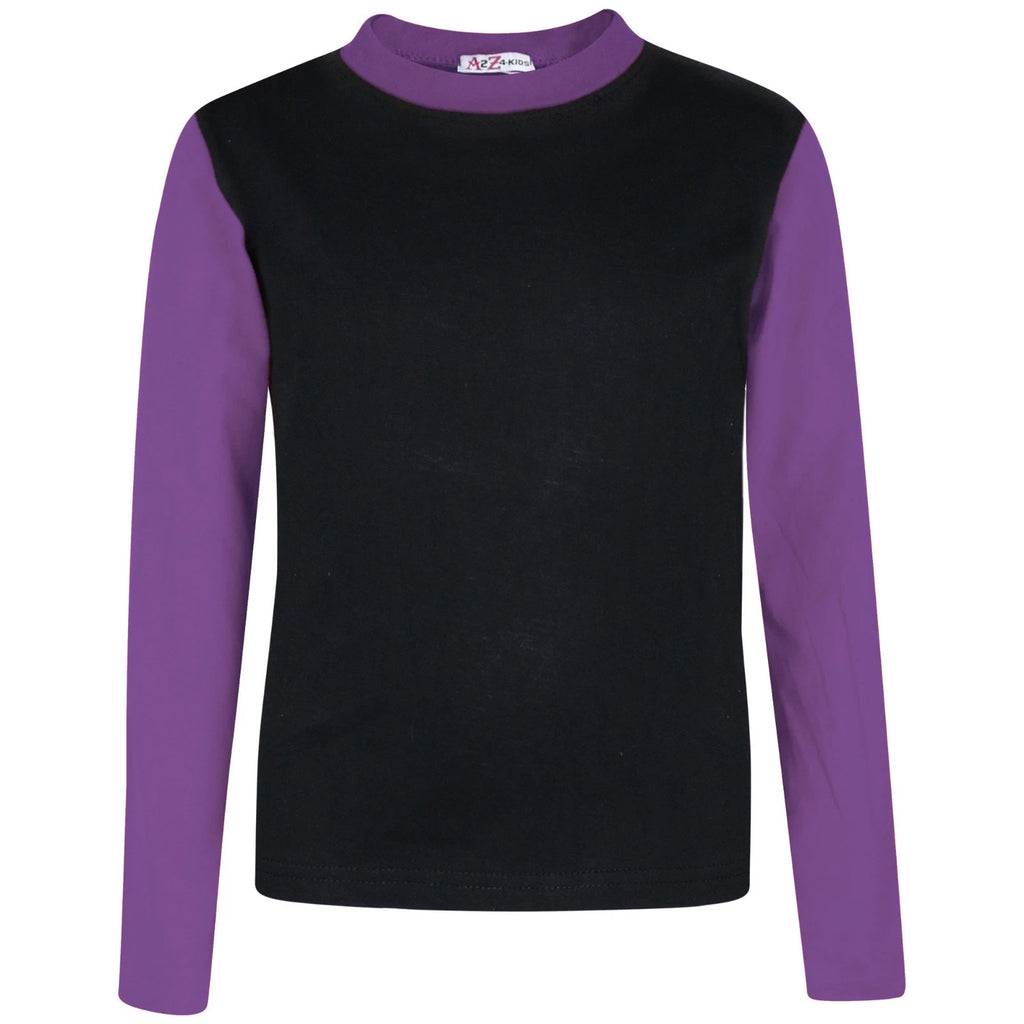 Kids Girls Lilac Color Contrast Pjs Plain Stylish Pyjamas Set New Age 2-13 Years