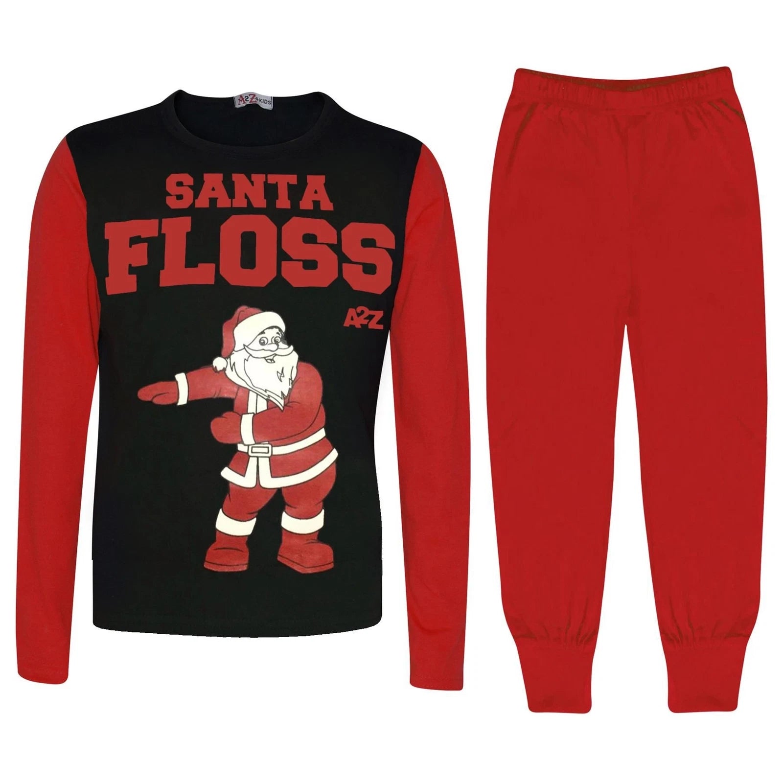 Girls Boys Pyjamas  Santa Floss Red Trendy Christmas Loungewear Pjs Outfits