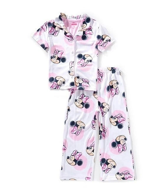 Centric Brands Minnie Mouse Girls’ Pajama Set – Collared Top & Pants – Soft...