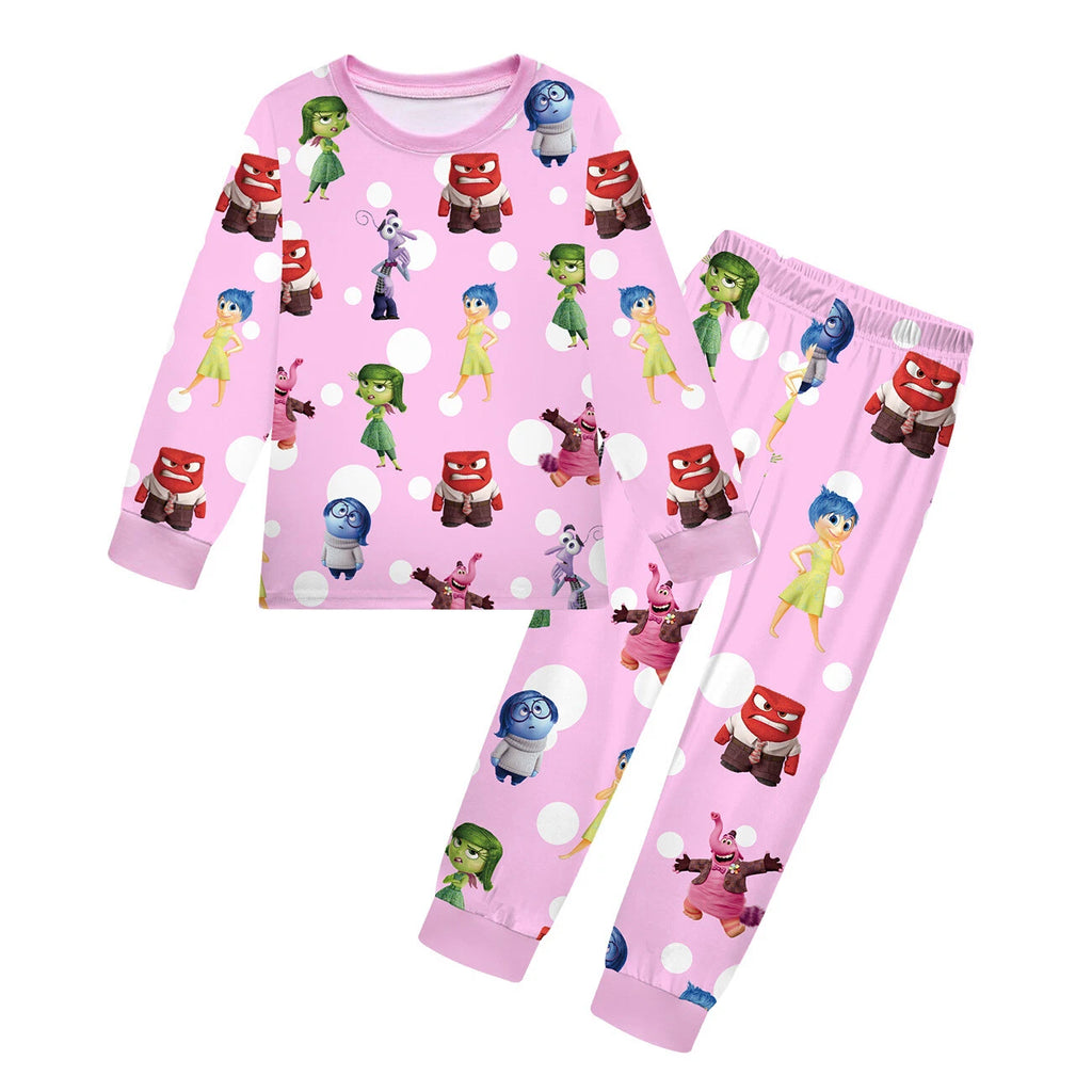 Kids Inside Out 2 Pajamas 2pcs Cartoon Long-sleeved Pyjamas Long Pyjama Pant Set