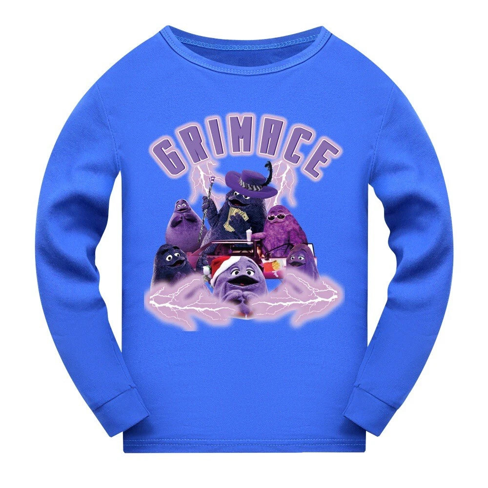 Children's Grimace Purple Print Fashionable Pajamas Casual Suit Daily Gift Hot