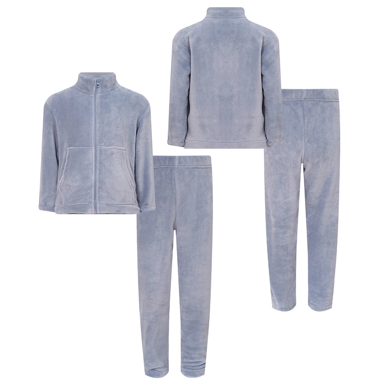 Kids Nightwear Warm Pajama Set Comfy Sleepwear Zipper Homewear 2 Piece Outfits