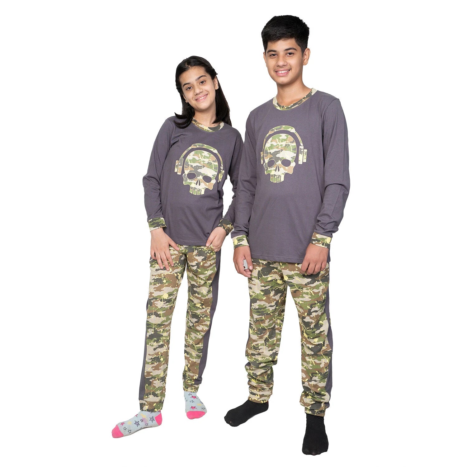 Kids Unisex Boys Girls Long Camo Cotton Gamer Gaming Pyjamas PJ Sets 5-13 Years