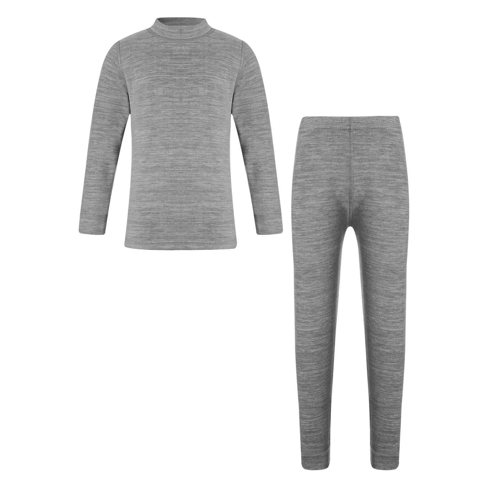 Girls Boys Pajamas Unisex Base Layer Suit Mock Neck Thermal Underwear Set Warm