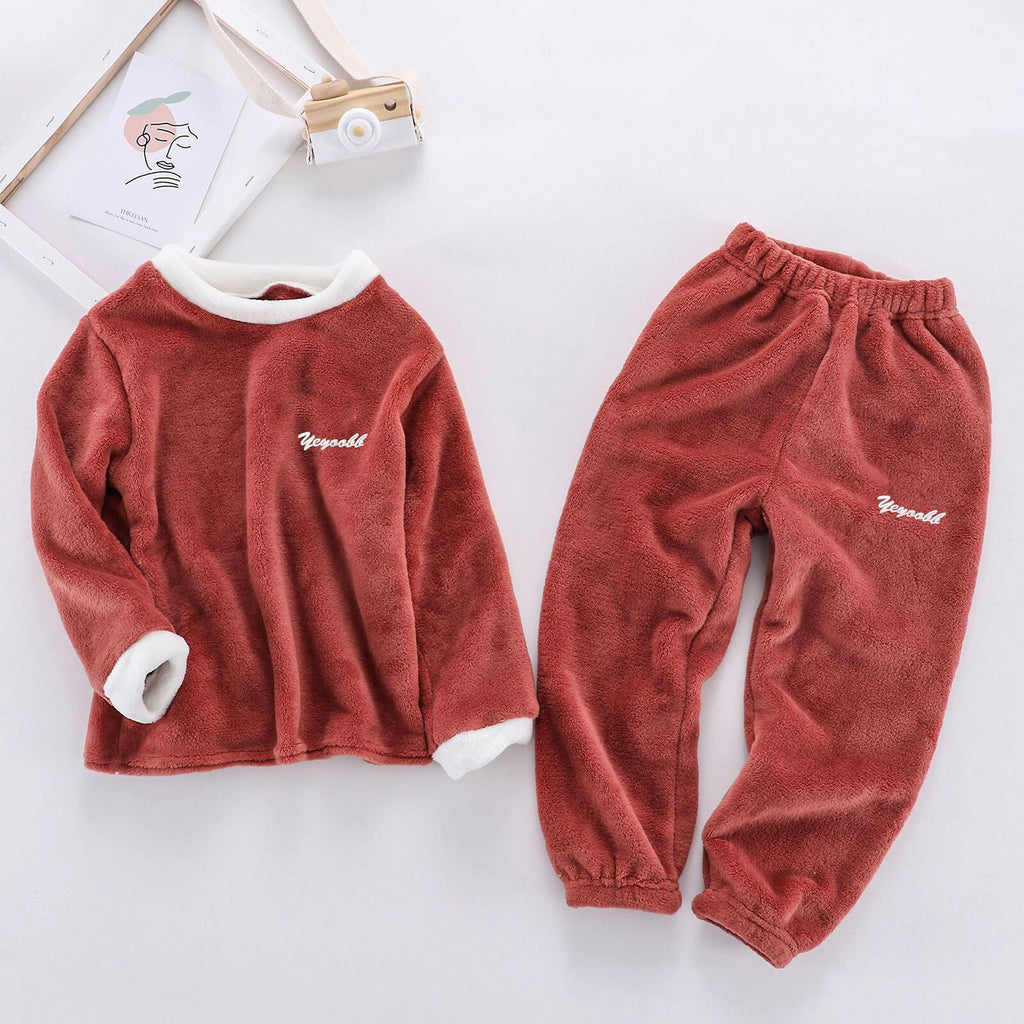 Girls Boys Pajamas Suit Long Sleeve Tops with Pants Sleepwear Winter Nightwear