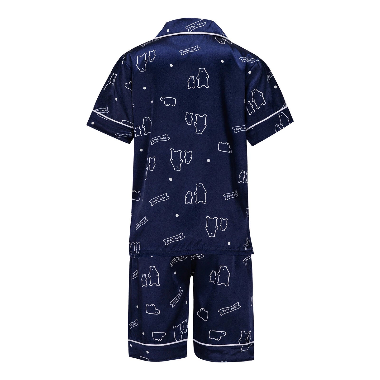 Boys Girls Pajamas Set Sleepwear Button Closure Top Shorts Nightwear Loungewear