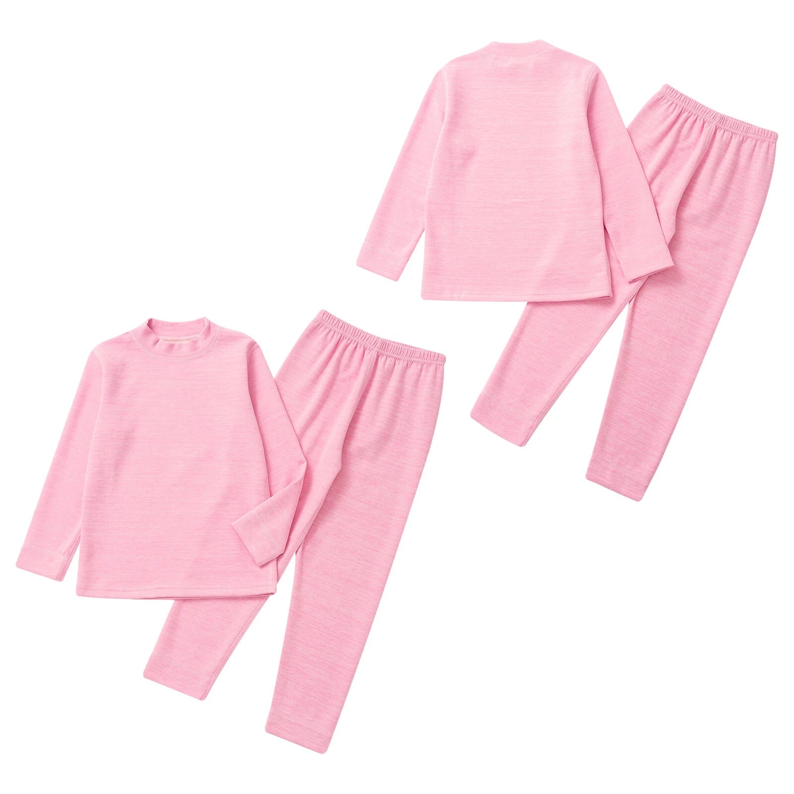 Girls Boys Pajamas Unisex Base Layer Suit Mock Neck Thermal Underwear Set Warm