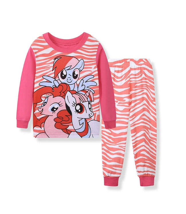 NEW Disney Cartoon Print Girls Long Sleeve 2-Piece Set Pajama