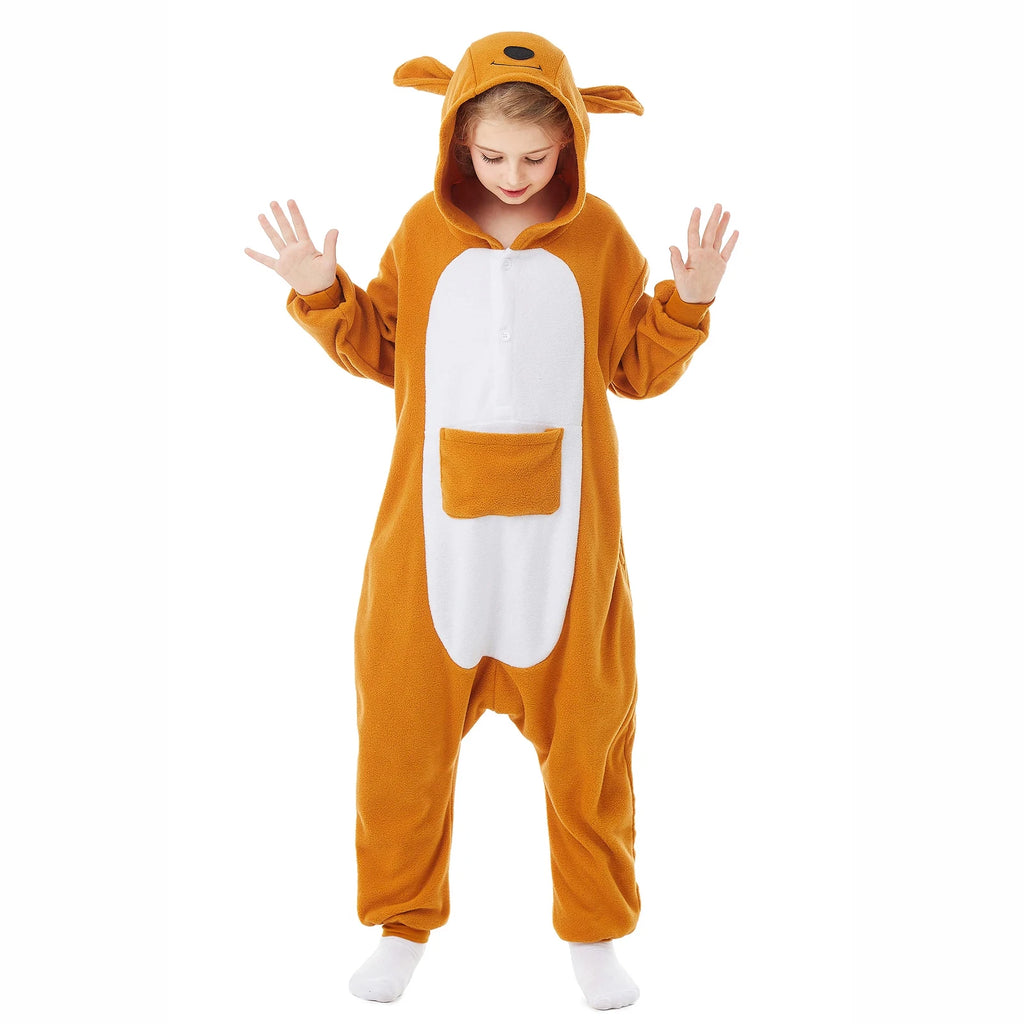 Kids Kangaroo Soft One-piece Pajamas Halloween Christmas Cute Cosplay Costumes
