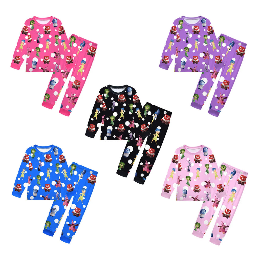 Kids Inside Out 2 Pajamas 2pcs Cartoon Long-sleeved Pyjamas Long Pyjama Pant Set