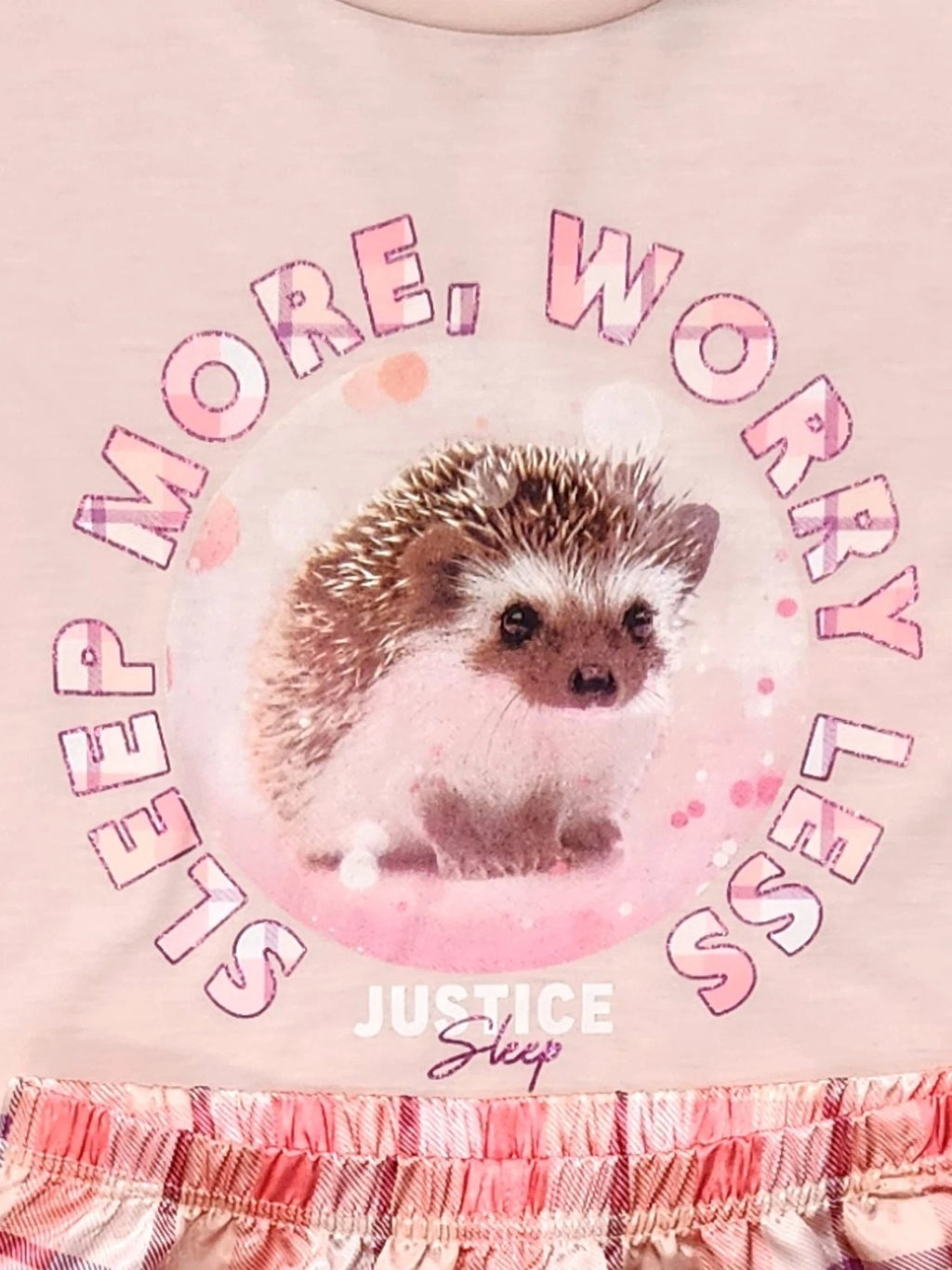 Justice Girls Pink & Purple "Sleep More, Worry Less" Pajama Sleep Set