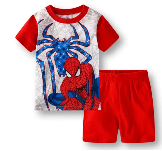 Boys Girls Kids Spiderman Superhero Pyjamas Short Sleeve T-Shirt Shorts PJs 1-6Y