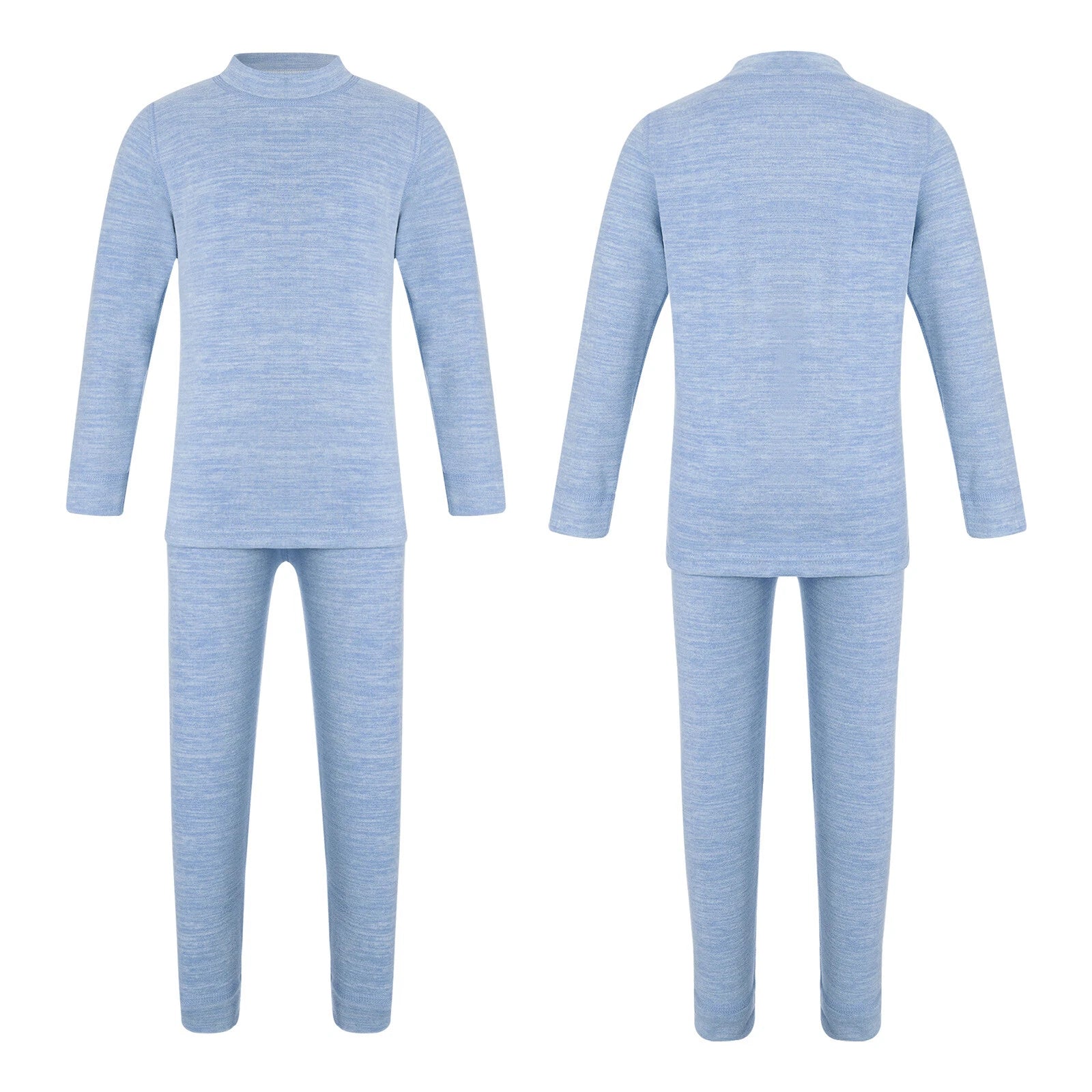 Girls Boys Pajamas Unisex Base Layer Suit Mock Neck Thermal Underwear Set Warm