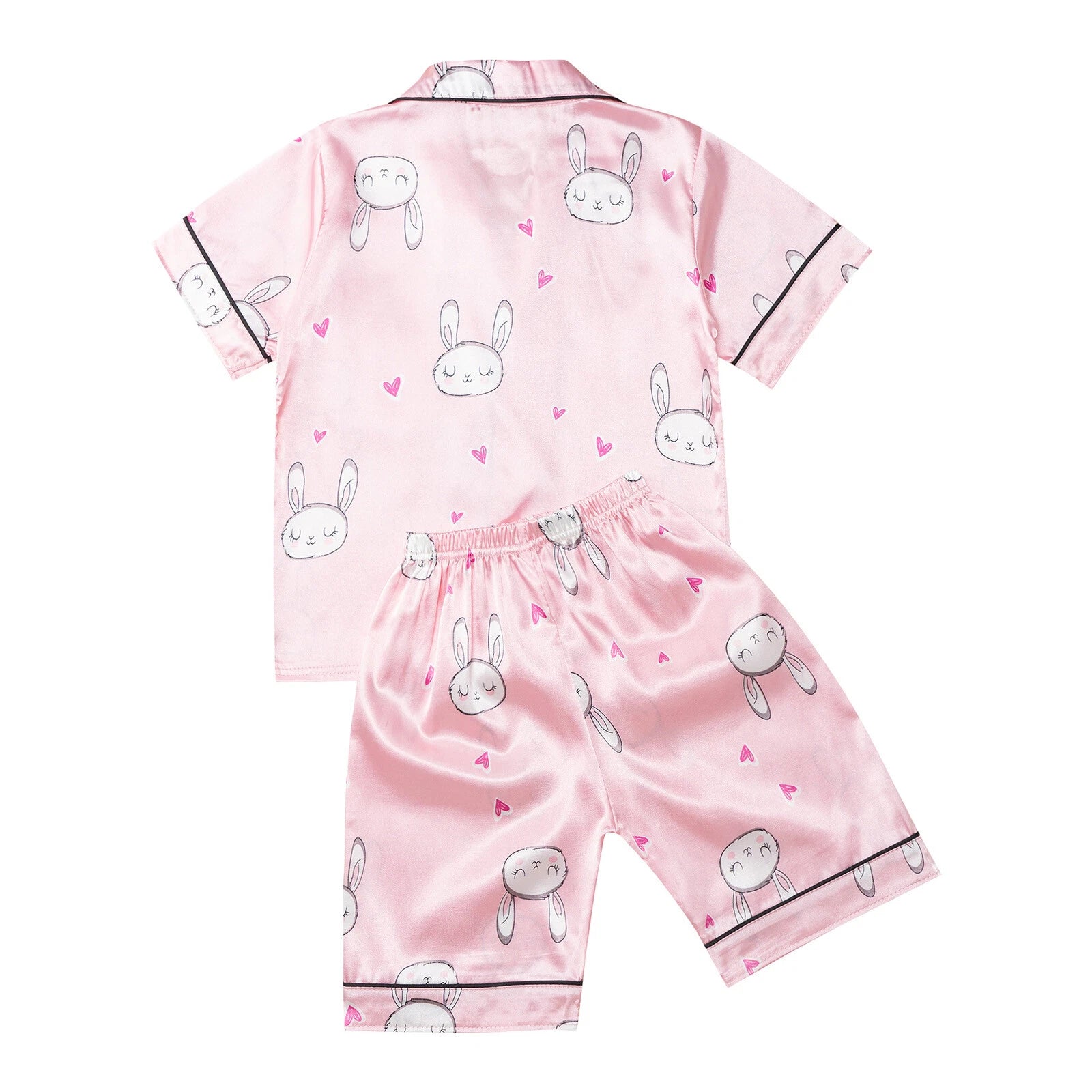 Boys Girls Pajamas Set Sleepwear Button Closure Top Shorts Nightwear Loungewear