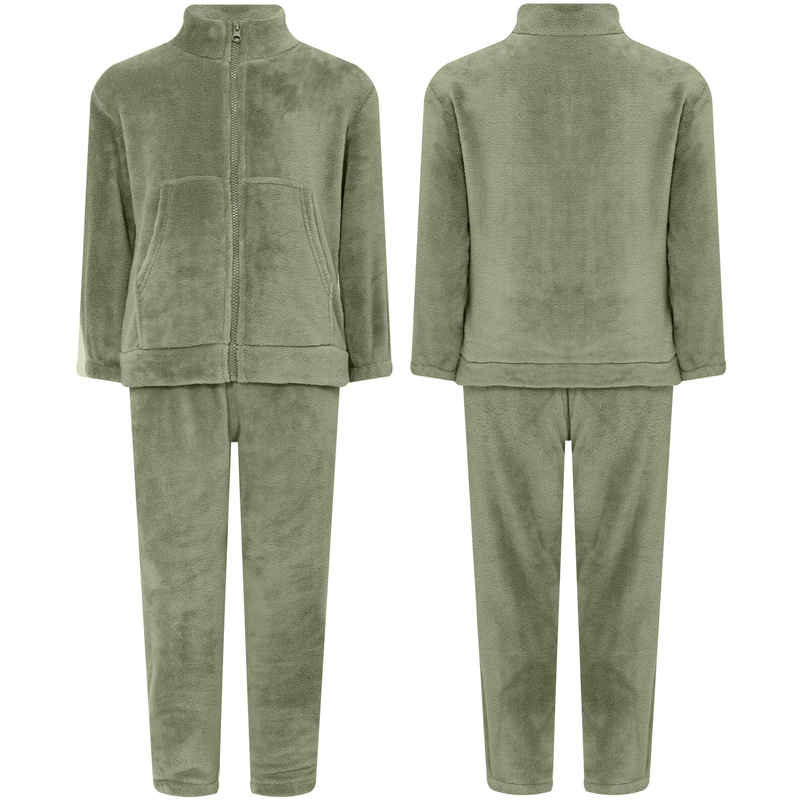 Kids Nightwear Warm Pajama Set Comfy Sleepwear Zipper Homewear 2 Piece Outfits