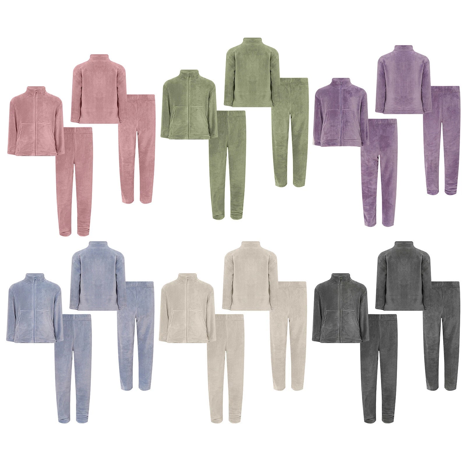 Kids Pajama Set Flannel Nightwear Soft Sleepwear Long Sleeve Homewear Fuzzy