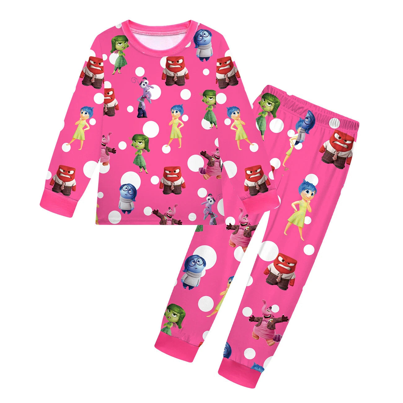 Kids Inside Out 2 Pajamas 2pcs Cartoon Long-sleeved Pyjamas Long Pyjama Pant Set