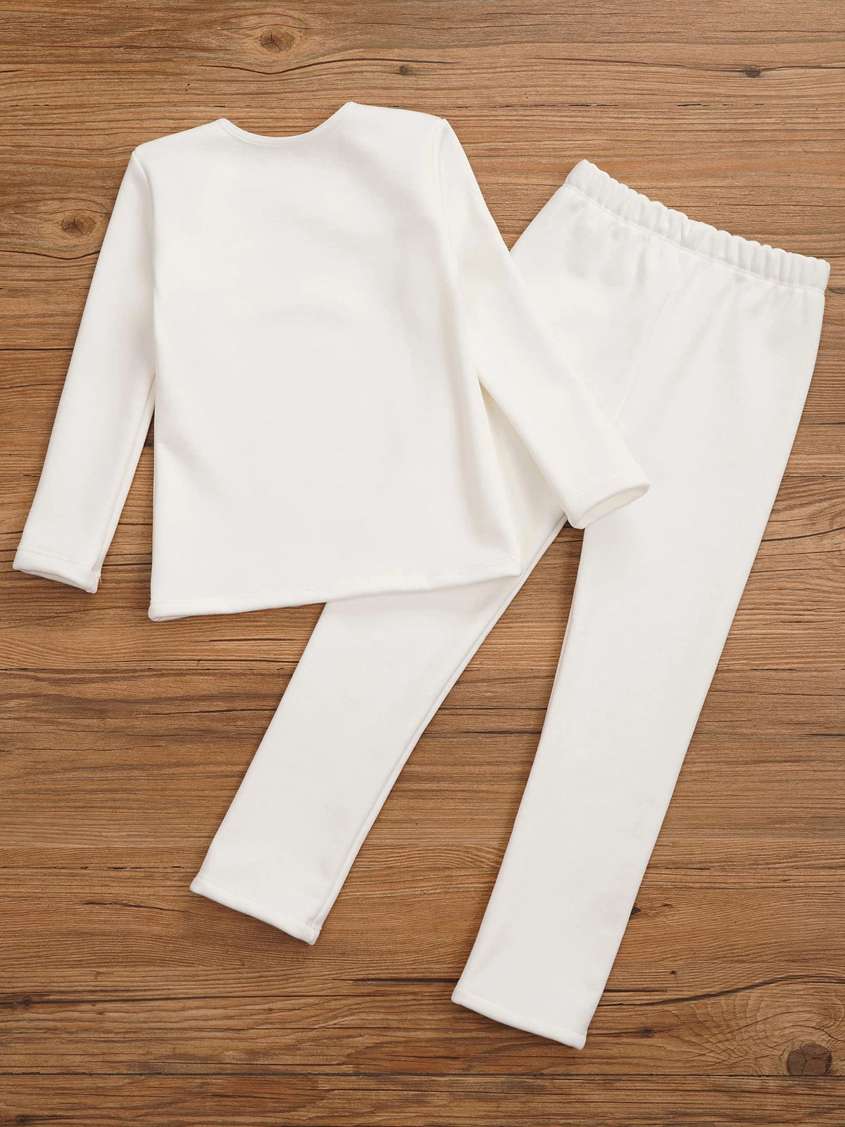 Kids Girl's Pajamas Set Training Sleepwear Round Neck Pullover And Pantyhose