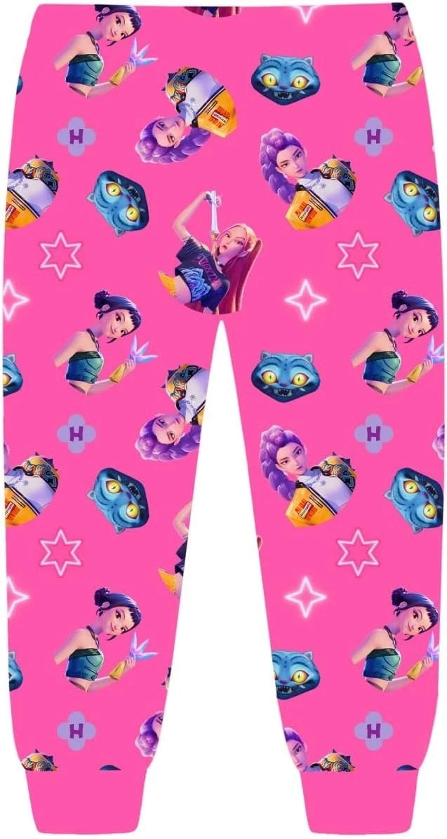 Kids Girls KPop Demon Hunters Cartoon Graphics Printed Pajamas Set Sleepwear