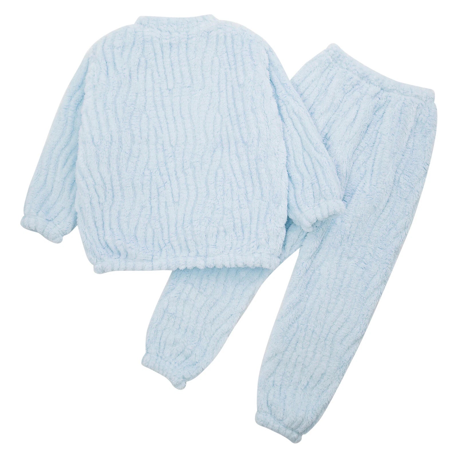 Kids Pajamas Set Flannel Sleepwear Bear Tops Pullover with Plush Pants Trousers