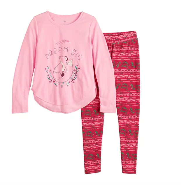 SO Girls (2 Pc) Tunic & Thermal Leggings + Socks PAJAMA SET Sizes  16 or 18  NWT