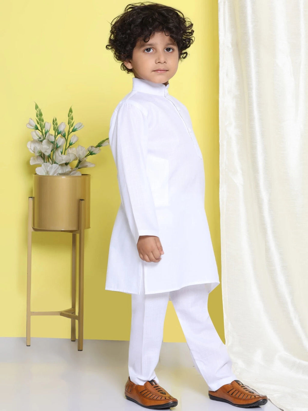 Traditional Wear Kurta Pajama Set Kids Cotton Solid Kurta Pyjama Set For Boys