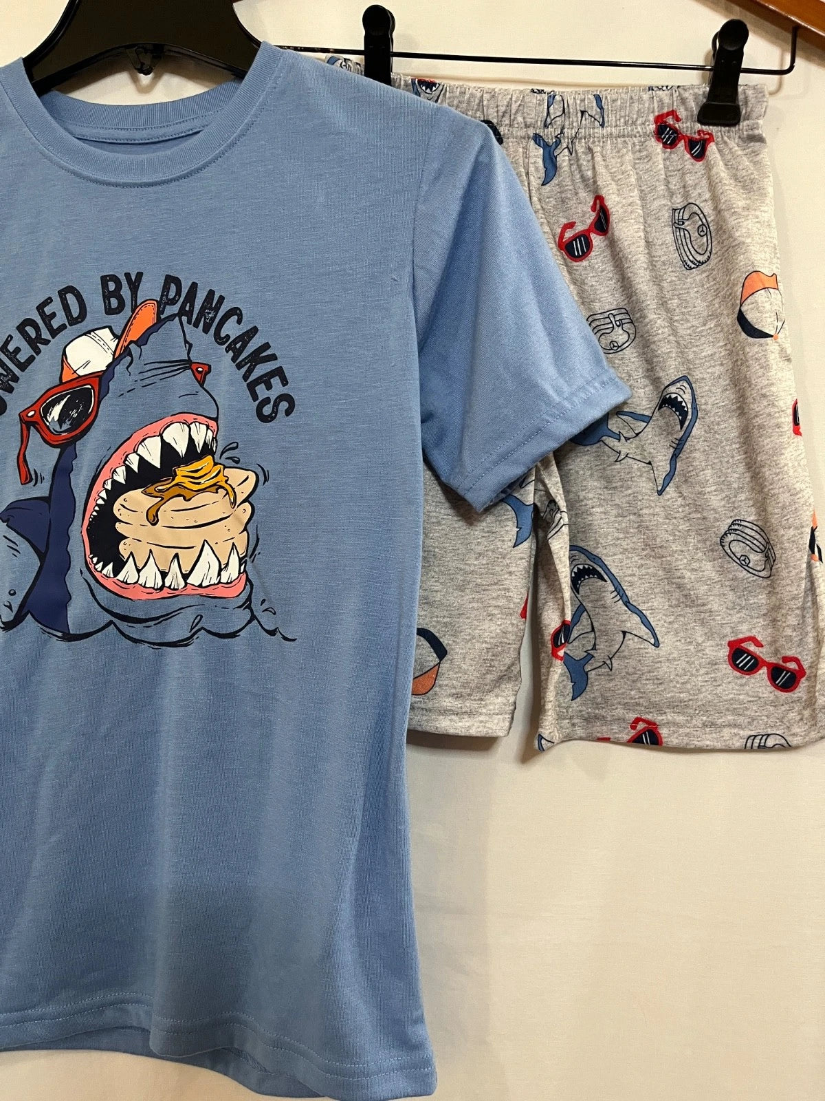 NEW Wonder Nation Boys Shark Blue Short Sleeve Shorts Pajama Set U pick Sizes