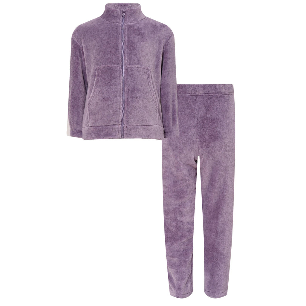 Kids Nightwear Warm Pajama Set Comfy Sleepwear Zipper Homewear 2 Piece Outfits