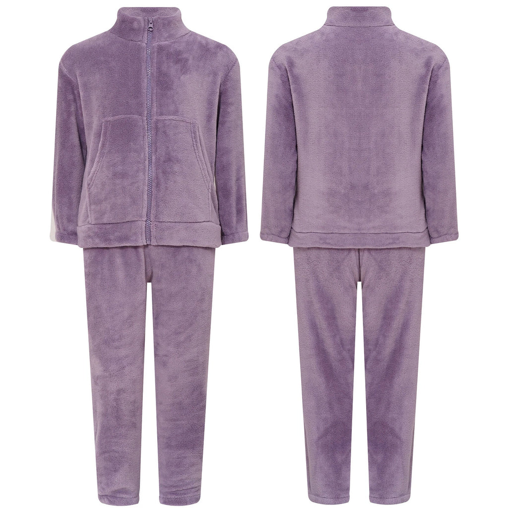 Kids Nightwear Warm Pajama Set Comfy Sleepwear Zipper Homewear 2 Piece Outfits