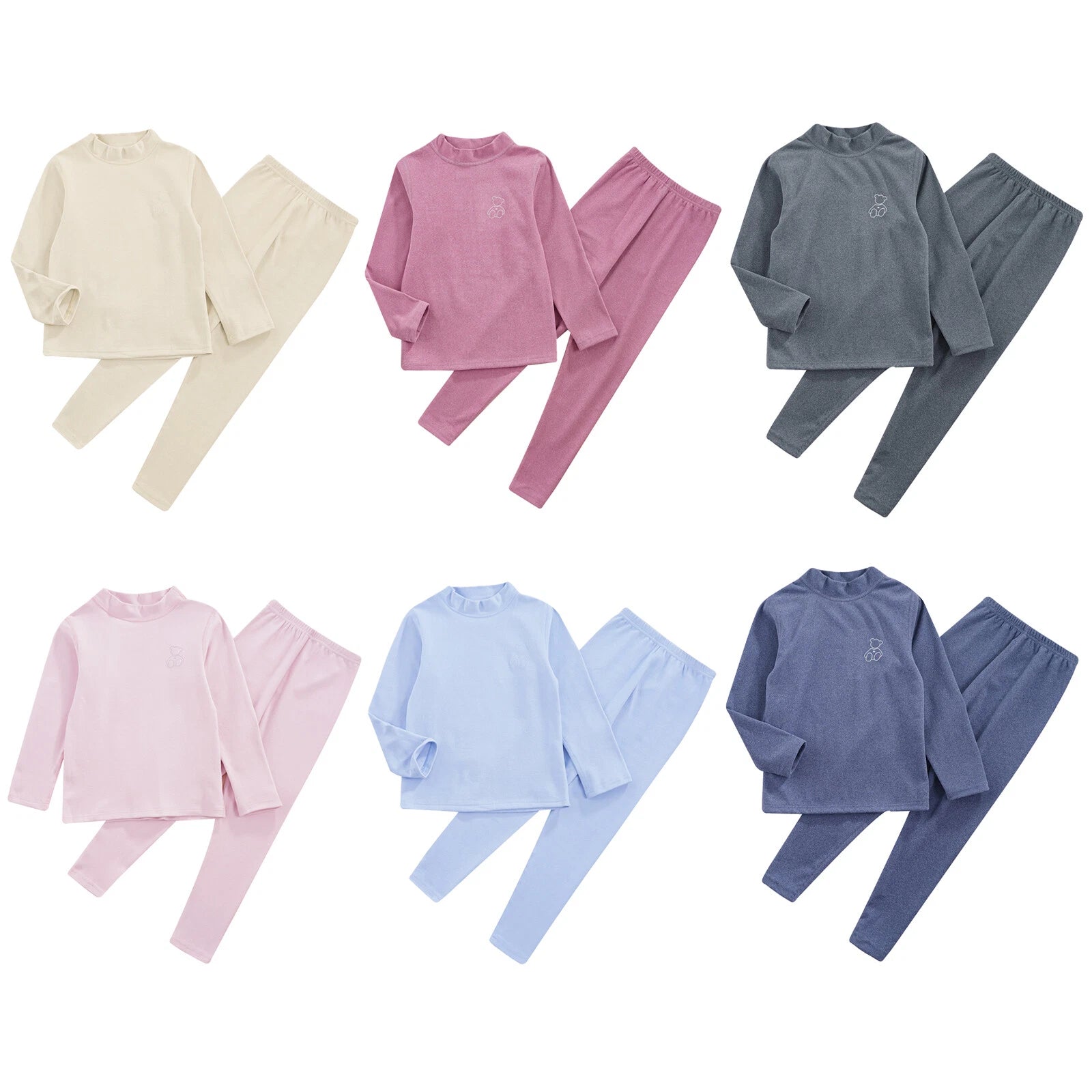 Kids Boys Girls Tees Long Sleeve Top Bear Print Sleepwear Pajamas Loungewear