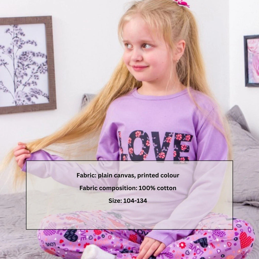 Lightweight Girls’ Pajama Set – Printed Top & Elastic Waist Pants, Any season...