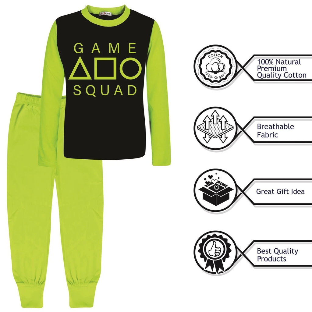 Kids Girls Lime Game Squad Cosplay Pyjamas Sleepwear PJs 2 Piece Set