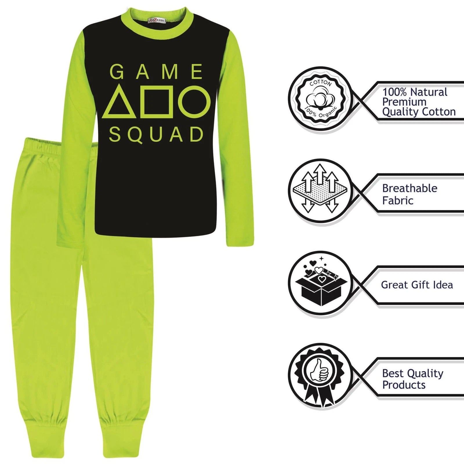 Kids Girls Lime Game Squad Cosplay Pyjamas Sleepwear PJs 2 Piece Set