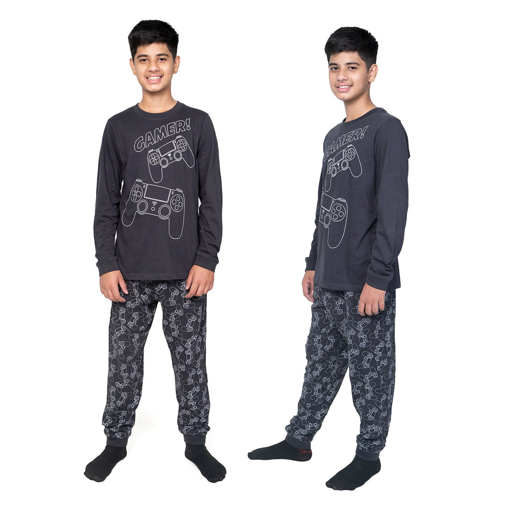 Kids Unisex Boys Girls Long Camo Cotton Gamer Gaming Pyjamas PJ Sets 5-13 Years