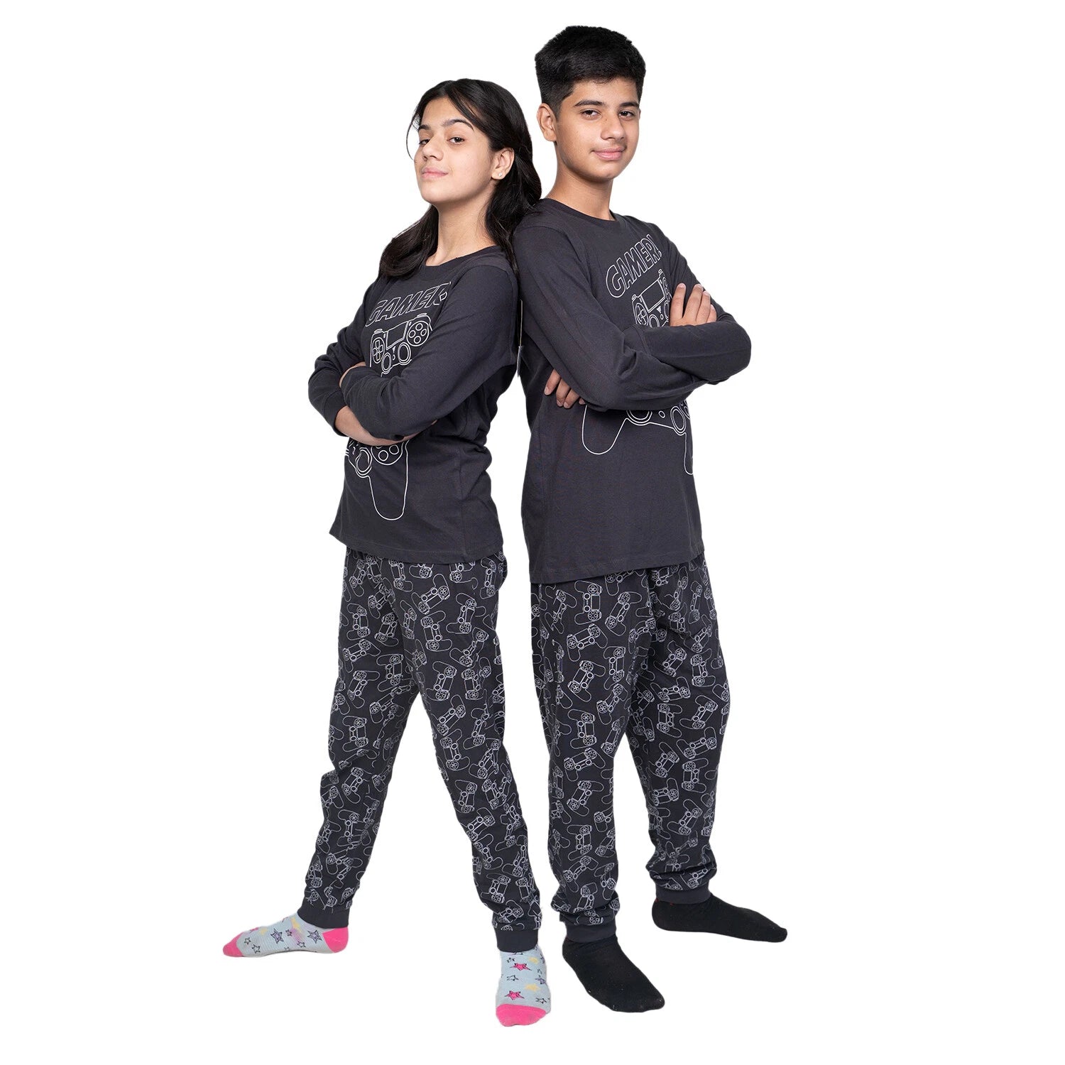 Kids Unisex Boys Girls Long Camo Cotton Gamer Gaming Pyjamas PJ Sets 5-13 Years