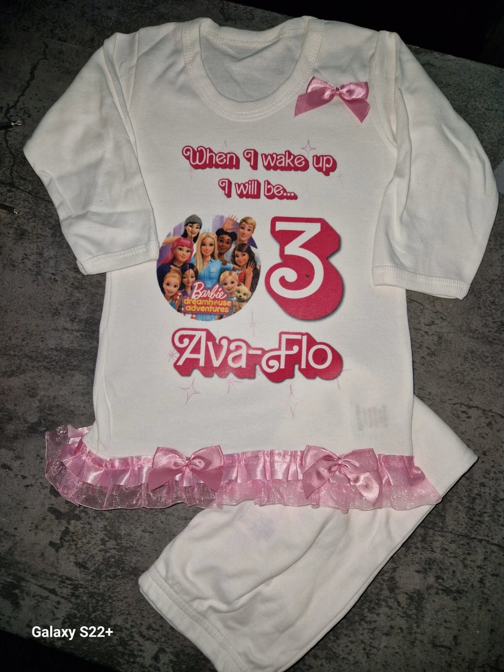 Personalised Birthday Pyjamas Girls When I Wake Up I Will Be  frilly and bows