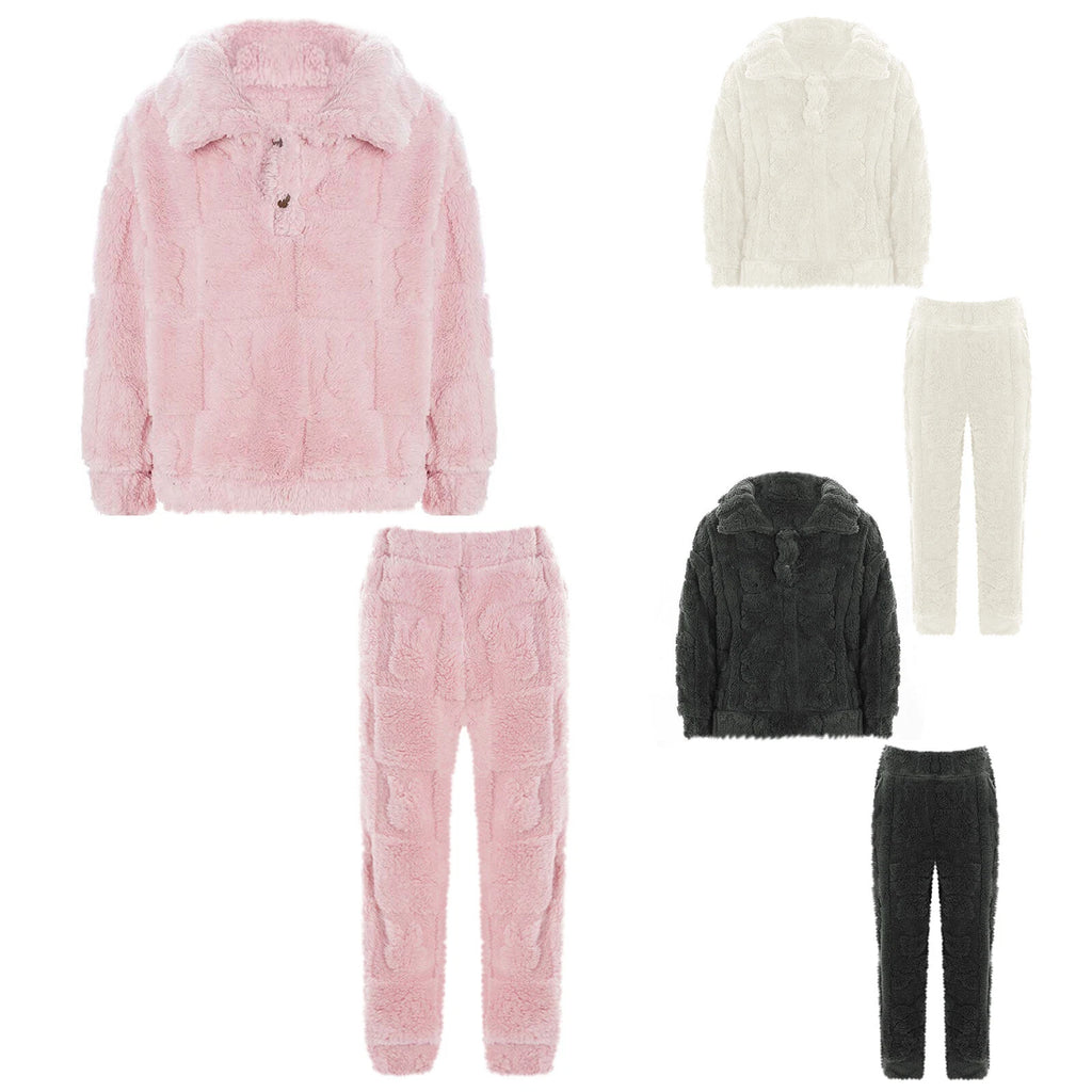 Kids Set Casual Pajamas Winter Sleepwear Elastic Waistband Top With Long Pants